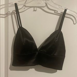 NWOT Size S Shein Black Satin Bra.  Back zipper Closing.